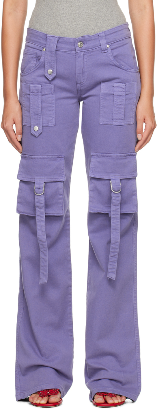 Shop Blumarine Purple Cinch Strap Cargo Pants In N0781 Ultraviolet