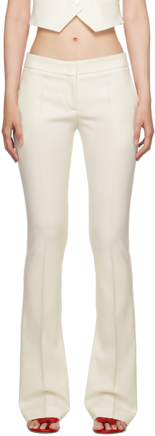 White Flared Trousers by Blumarine on Sale