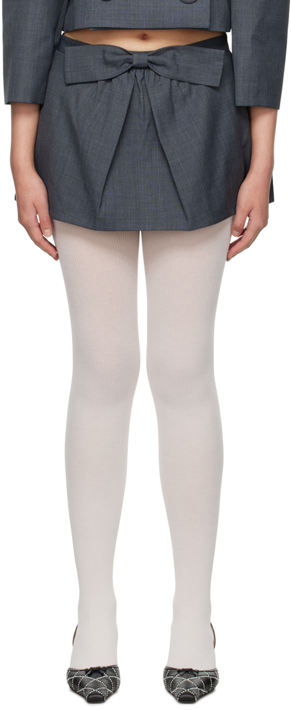 Shushu-tong Gray Bow Miniskirt In Gr100 Grey