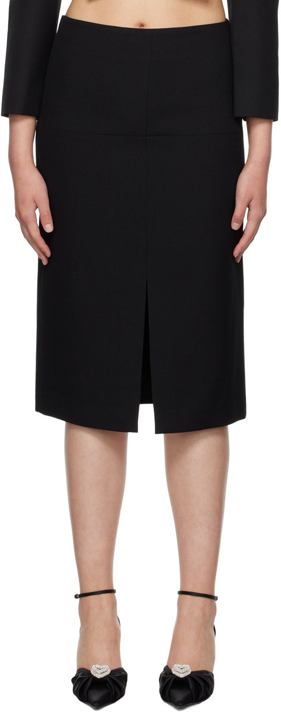 Shushu-tong Black Low-rise Midi Skirt In Ba100 Black