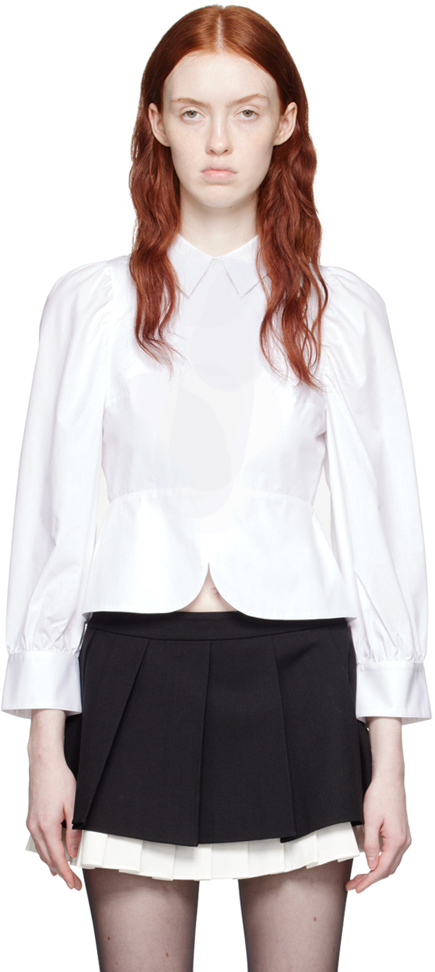 Shushu-tong White Puff Sleeve Blouse In Wh100 White