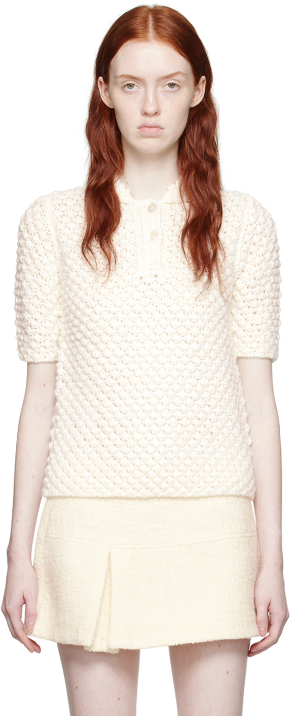 Shushu-tong Off-white Hand-crocheted Polo In Wh100 White