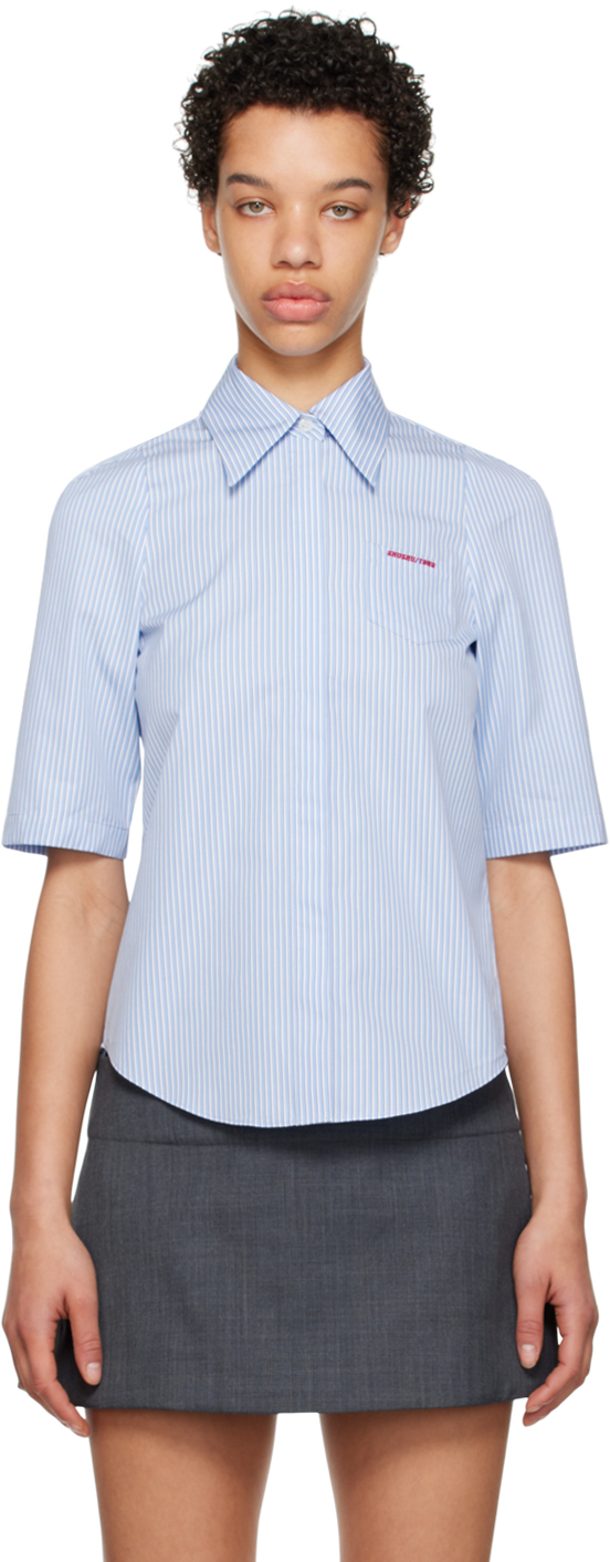 Shushu-tong Ssense Work Capsule - Blue Striped Shirt In Bu100 Blue