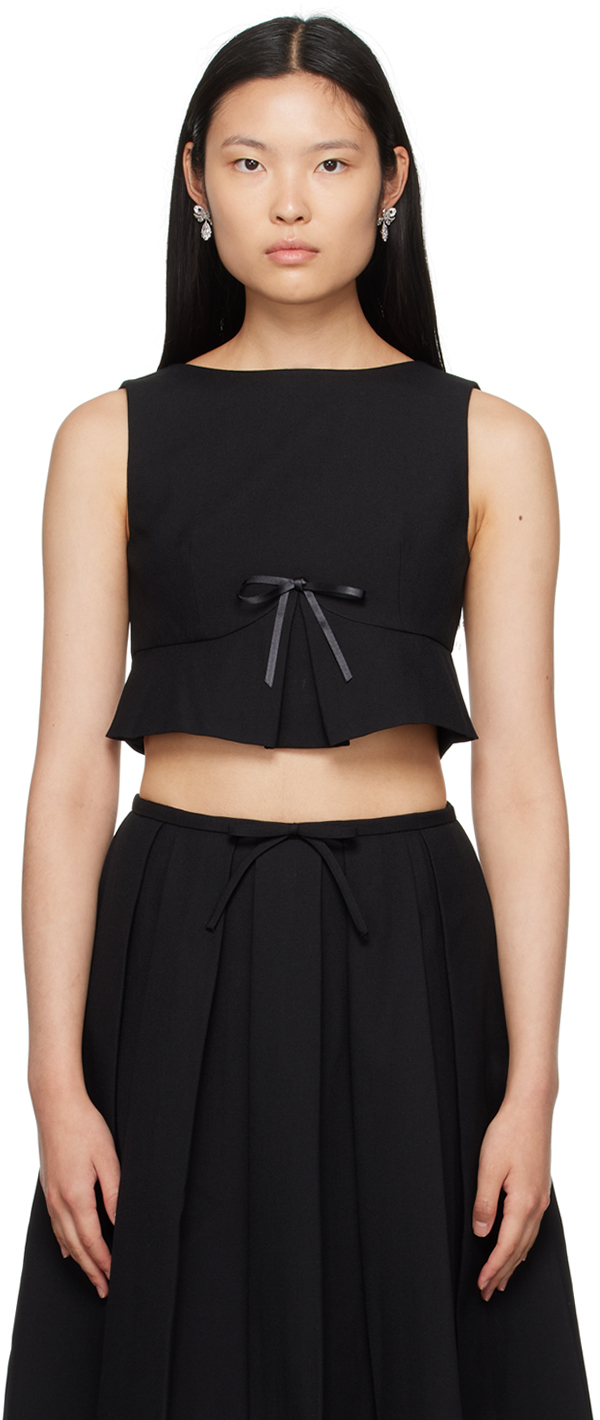 Black Cropped Tank Top by SHUSHU/TONG on Sale