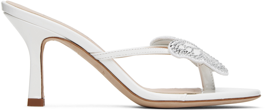 Blumarine White Butterfly 75 Leather Sandals