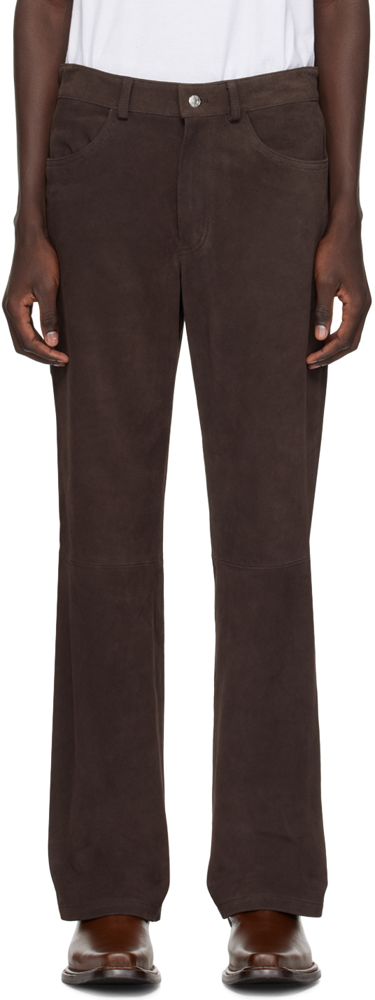 Brown Patch Leather Trousers