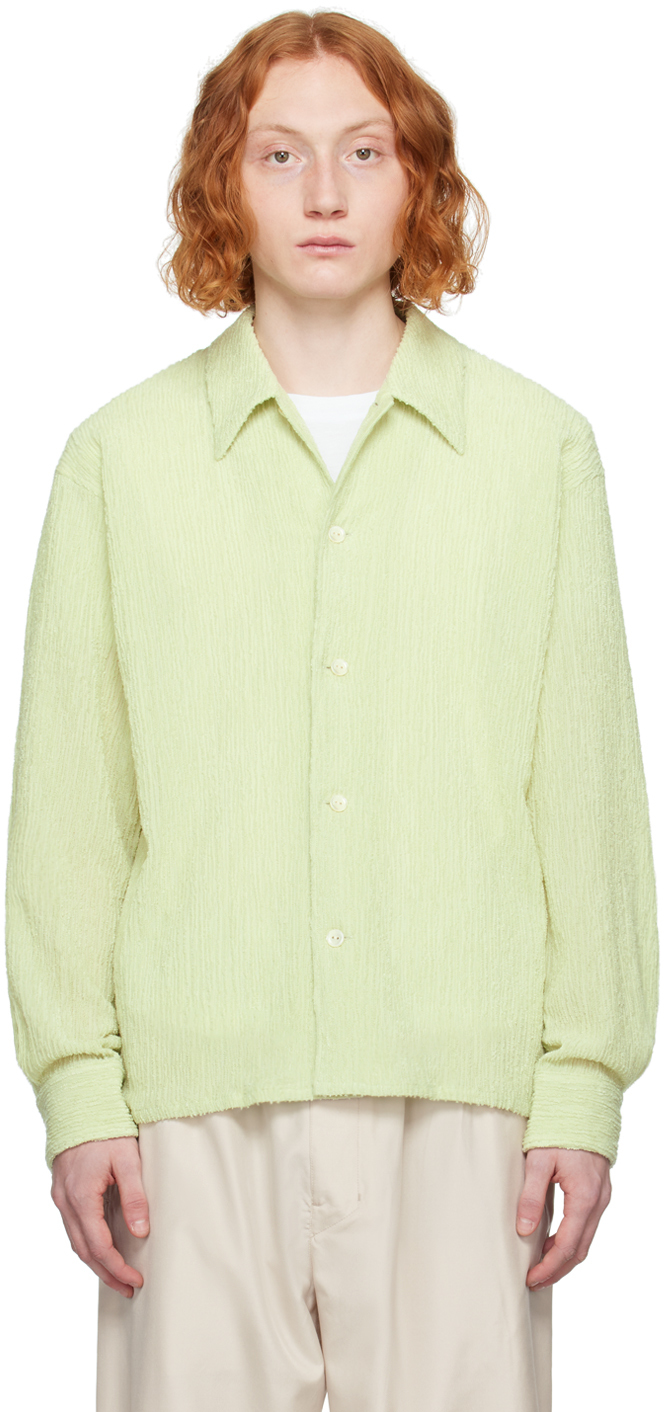 Second / Layer Green Textured Shirt In Lime