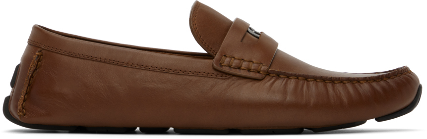 Coach Brown Signature Coin Driver Loafers In Saddle