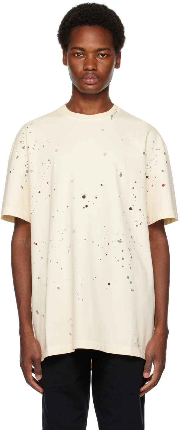 A-cold-wall* Off-white Paint Splatter T-shirt In Neutrals