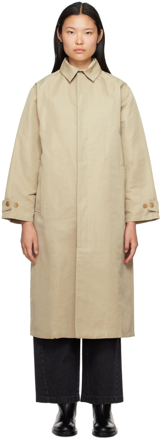 Beige Long Trench Coat by Cordera on Sale