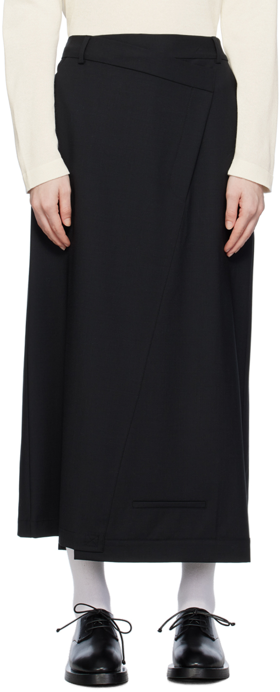 Black Tailoring Midi Skirt
