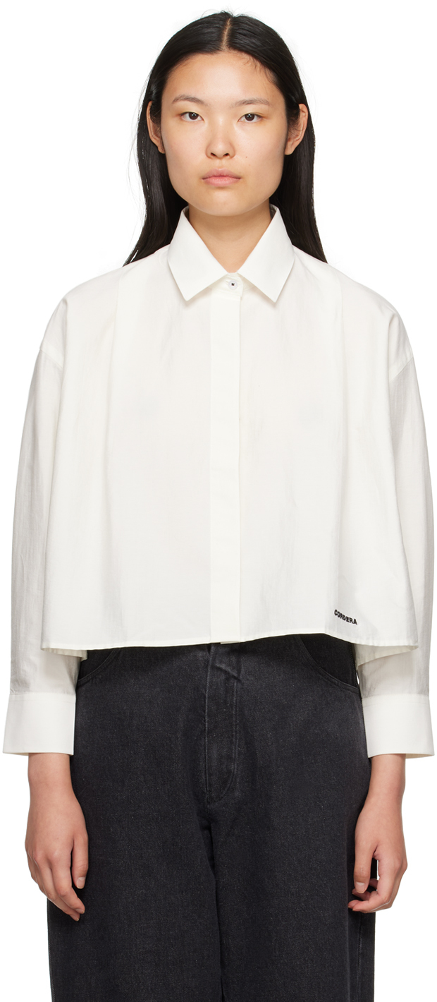 White Front Pleats Shirt