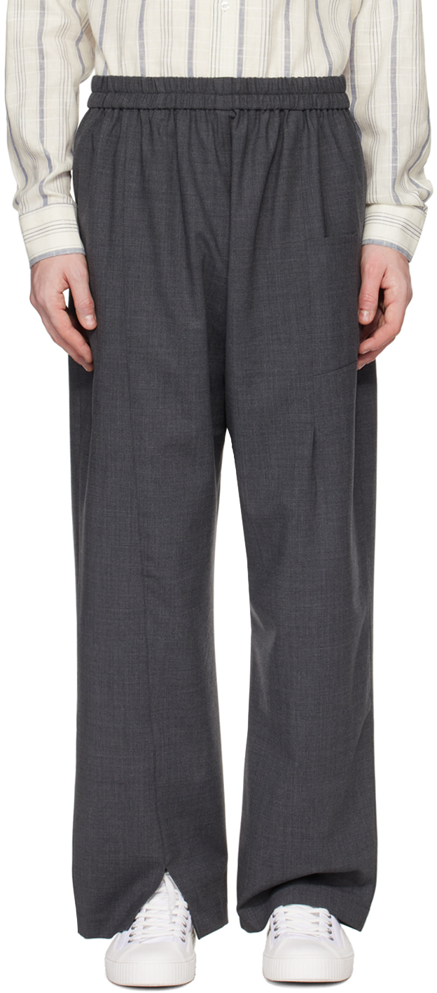 Cordera Gray Pinched Seam Trousers In Dark Grey