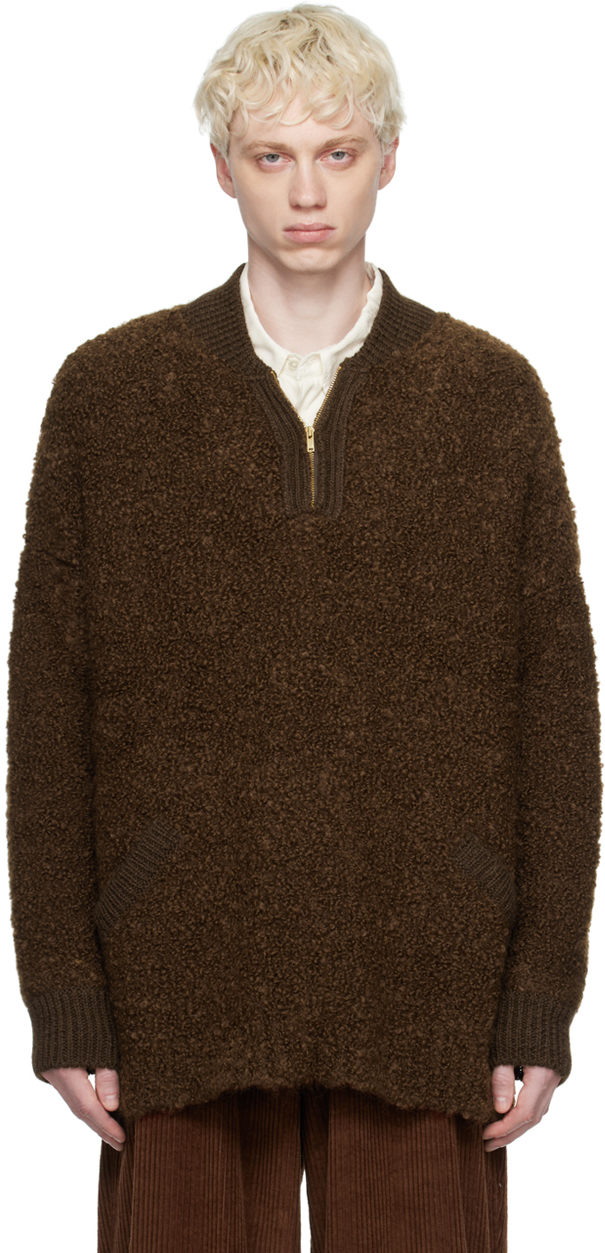 Cordera Brown Half-zip Sweater In Tierra