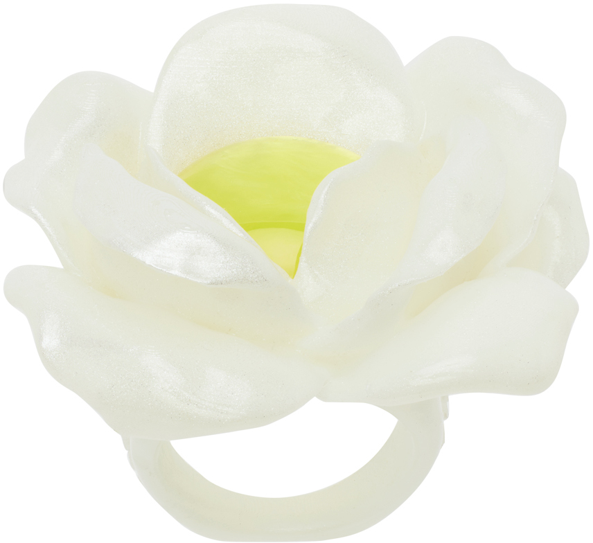 La Manso SSENSE Exclusive White & Yellow Tetier Bijoux Edition Rose Ring