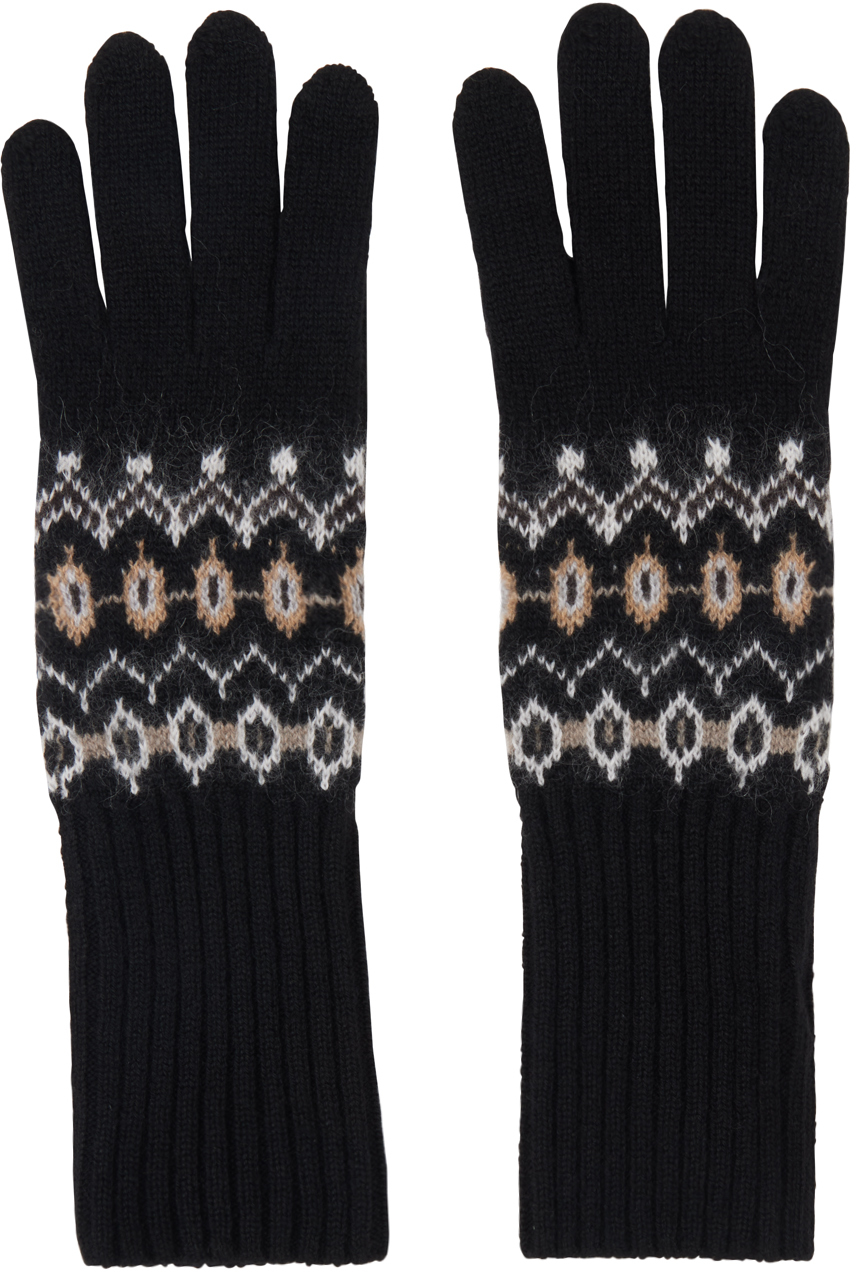 Shop Khaite Black 'the Vail' Gloves In 283 Black Multi