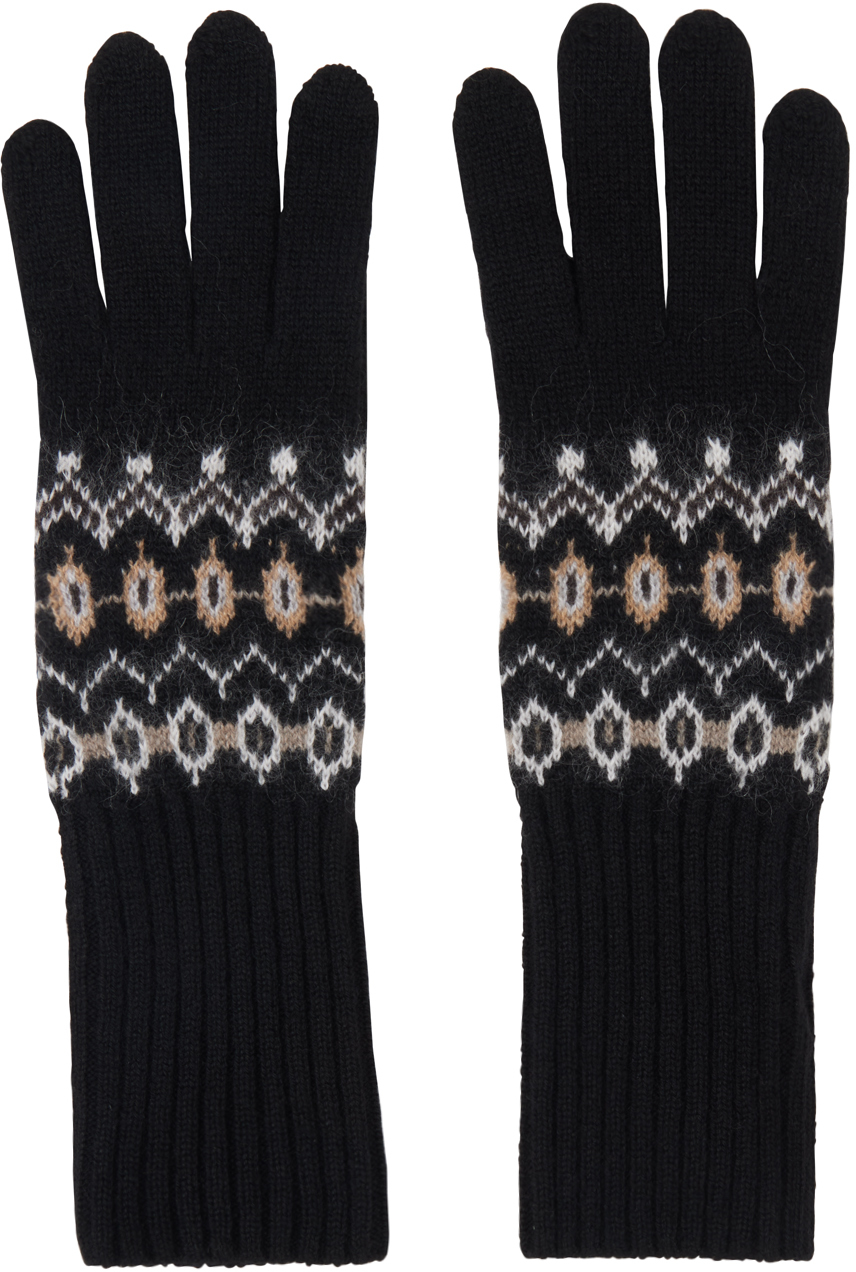 Umber POSTPAST Black Appliqué Gloves