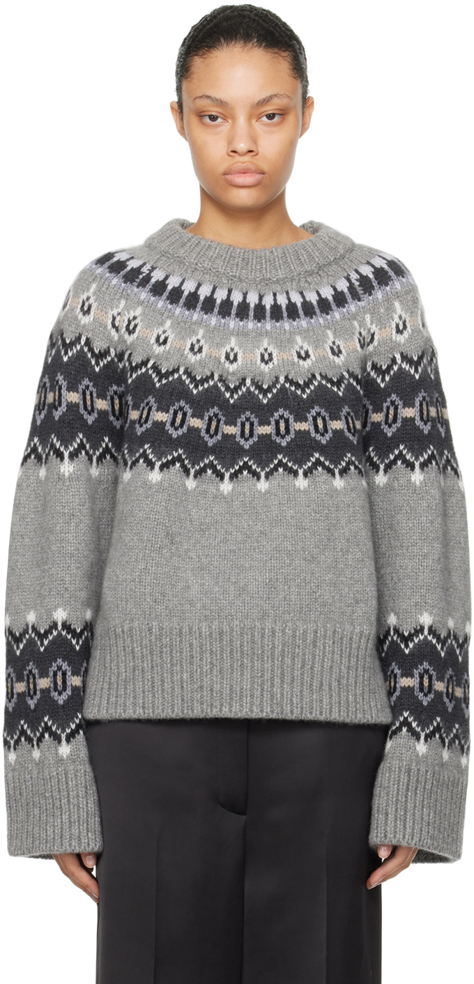 Shop Khaite Gray 'the Halo' Sweater In 392 Sterling Multi