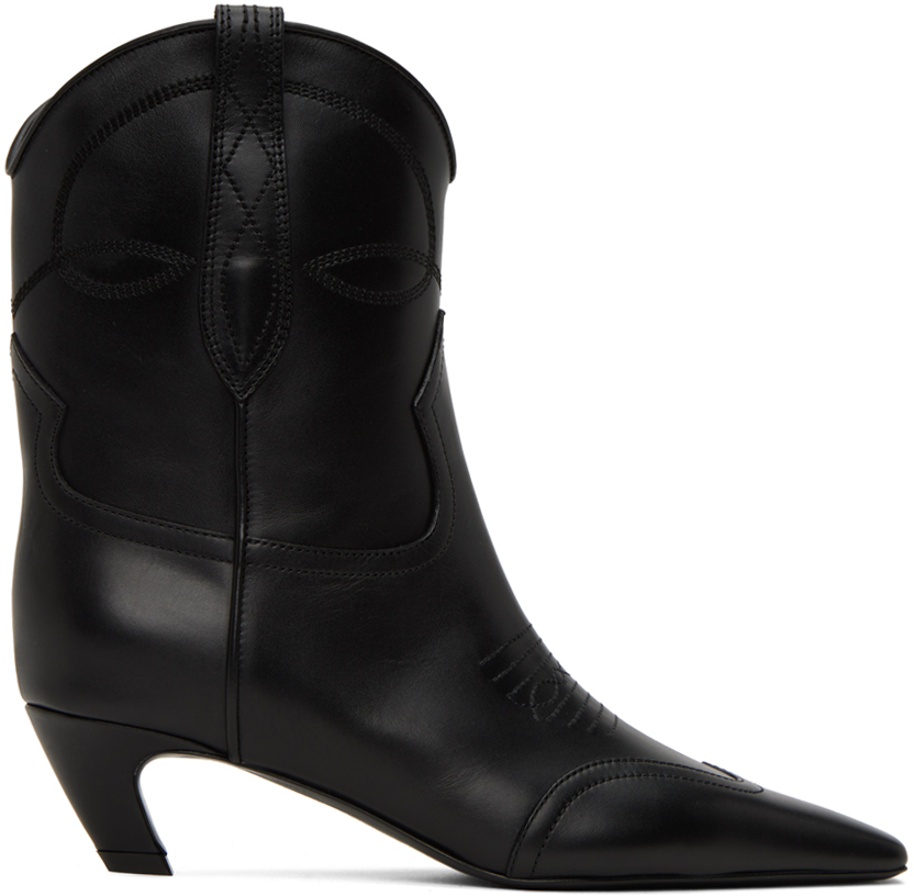 KHAITE: Black Dallas Boots | SSENSE Canada