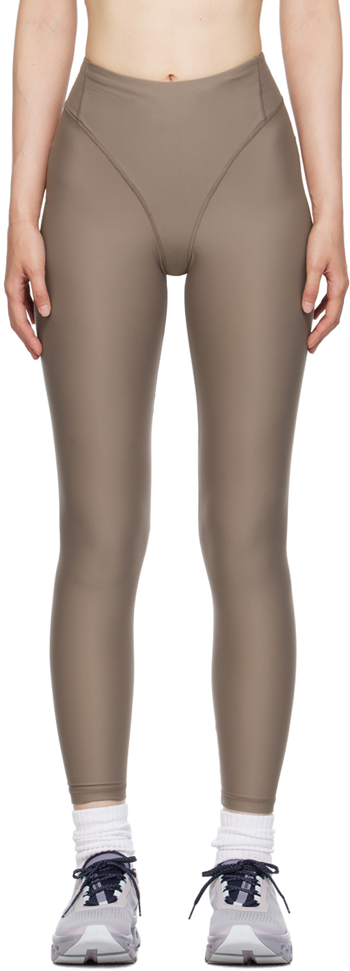 District Vision Brown Pocketed Leggings In Silt