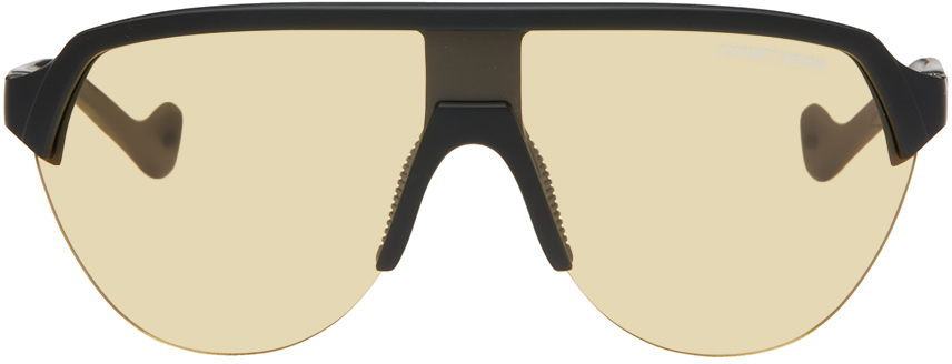 Shop District Vision Black Nagata Speed Blade Sunglasses In Black, D+ Sports Yel