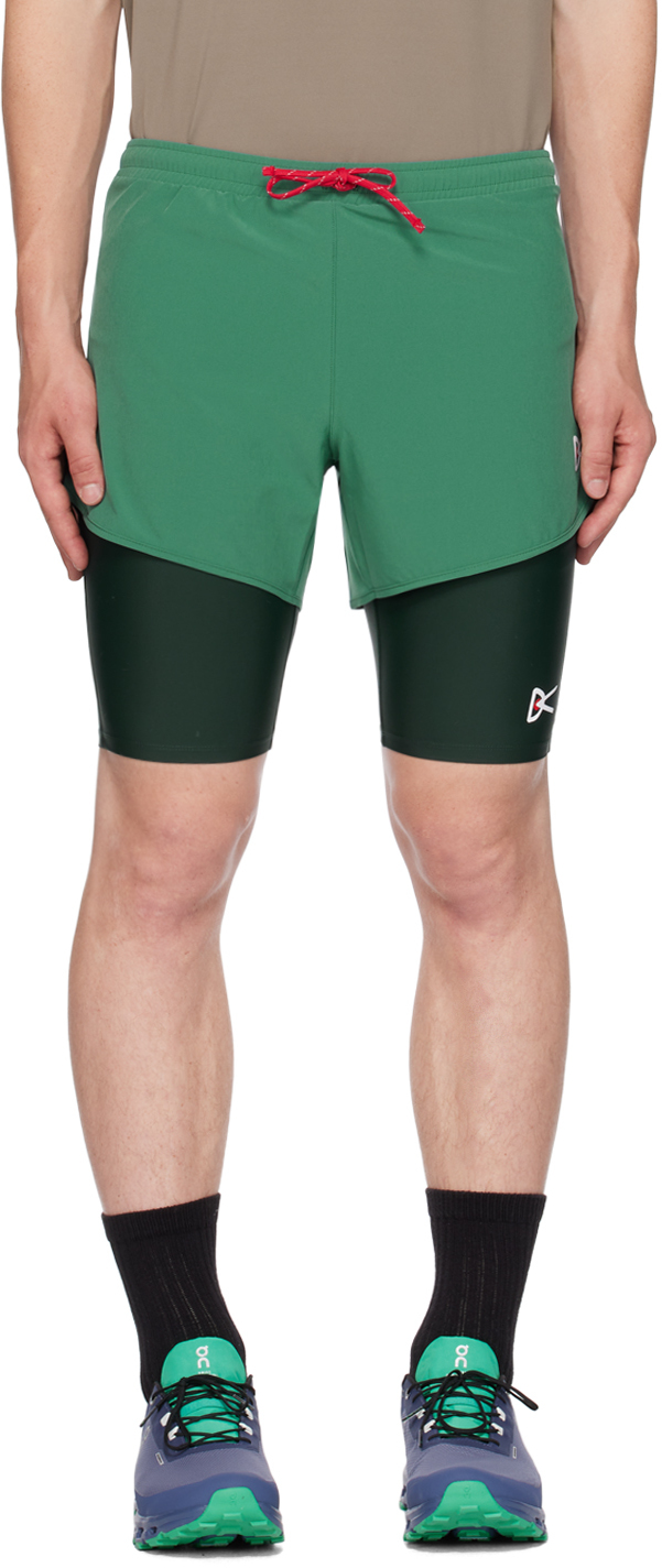 District Vision Green Training Shorts In Pine