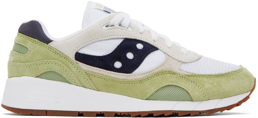 SAUCONY GREEN & WHITE SHADOW 6000 SNEAKERS