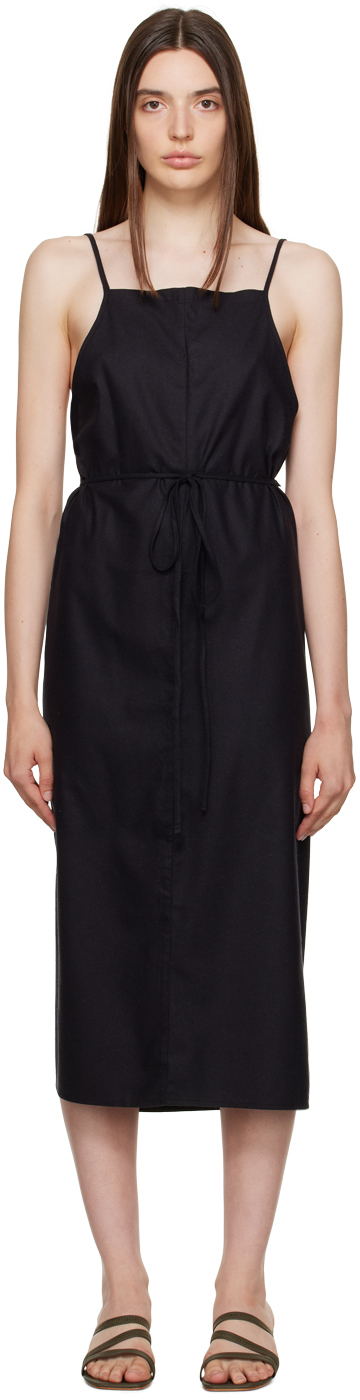 Black Yumi Apron Midi Dress by Baserange on Sale