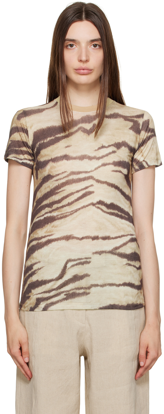 Beige & Brown Tiger T-Shirt