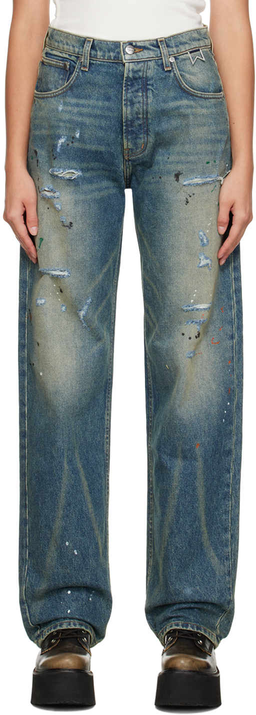 Rhude: Indigo Wide-Leg Jeans | SSENSE
