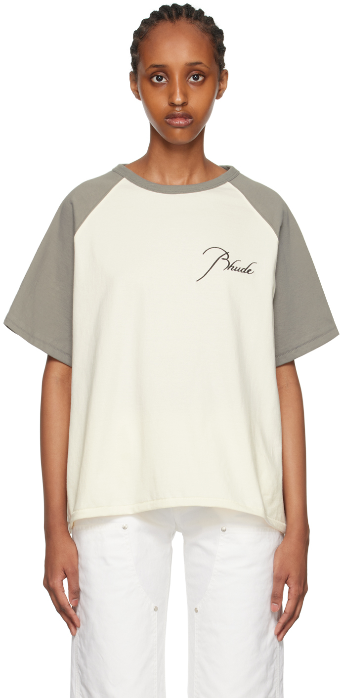 Rhude Off-White & Khaki Raglan T-Shirt