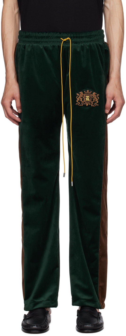 Rhude Green Embroidered Sweatpants In Forest/brown