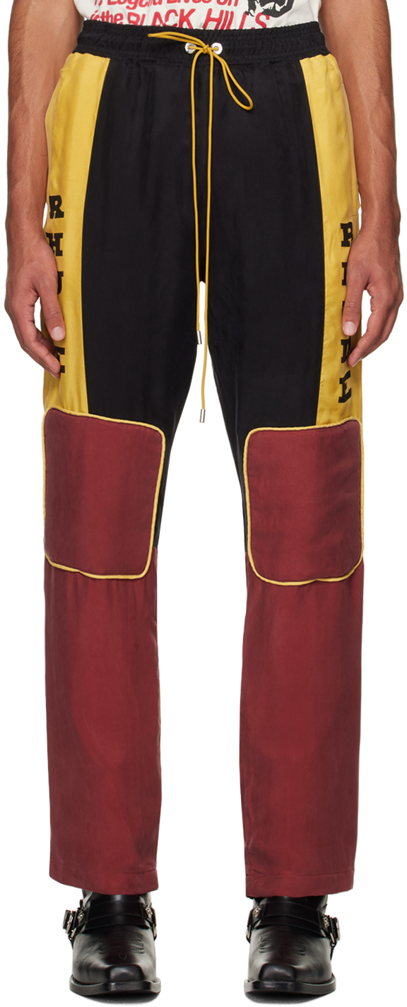 Yellow & Burgundy Paneled Trousers
