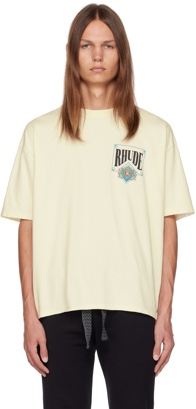 Rhude: White Printed T-Shirt | SSENSE