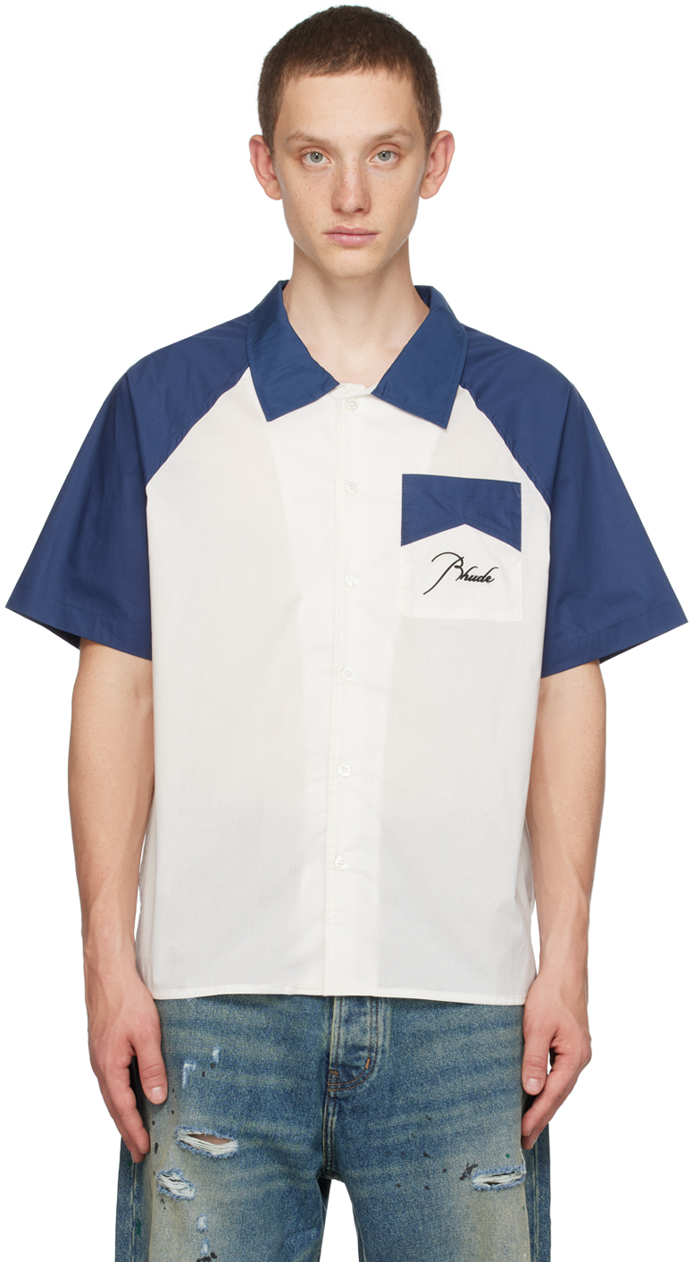 Rhude Off-White & Navy Raglan Sleeve Shirt