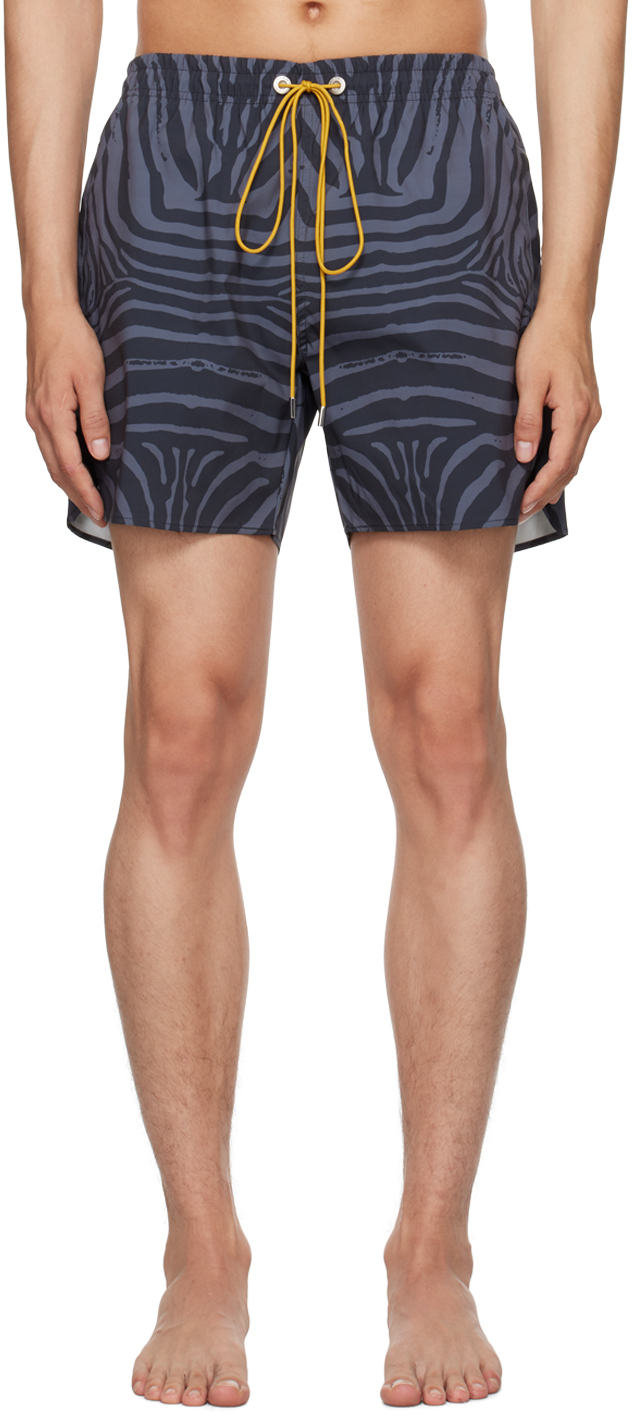 Black & Gray Zebra Swim Shorts by Rhude on Sale
