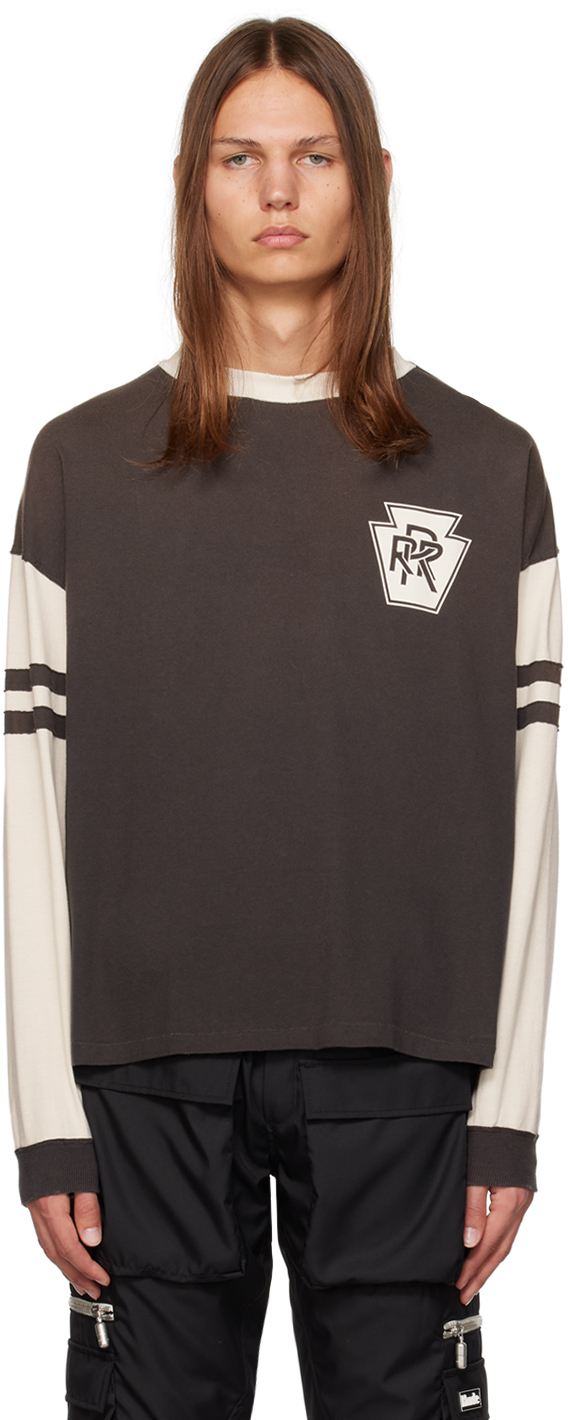 Shop Rhude Black & White Triple R Long Sleeve T-shirt In Black/white