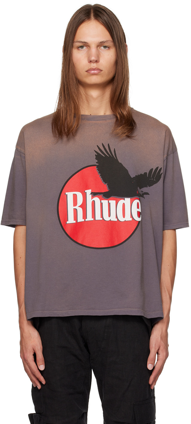 Shop Rhude Gray Eagle T-shirt In Vintage Grey