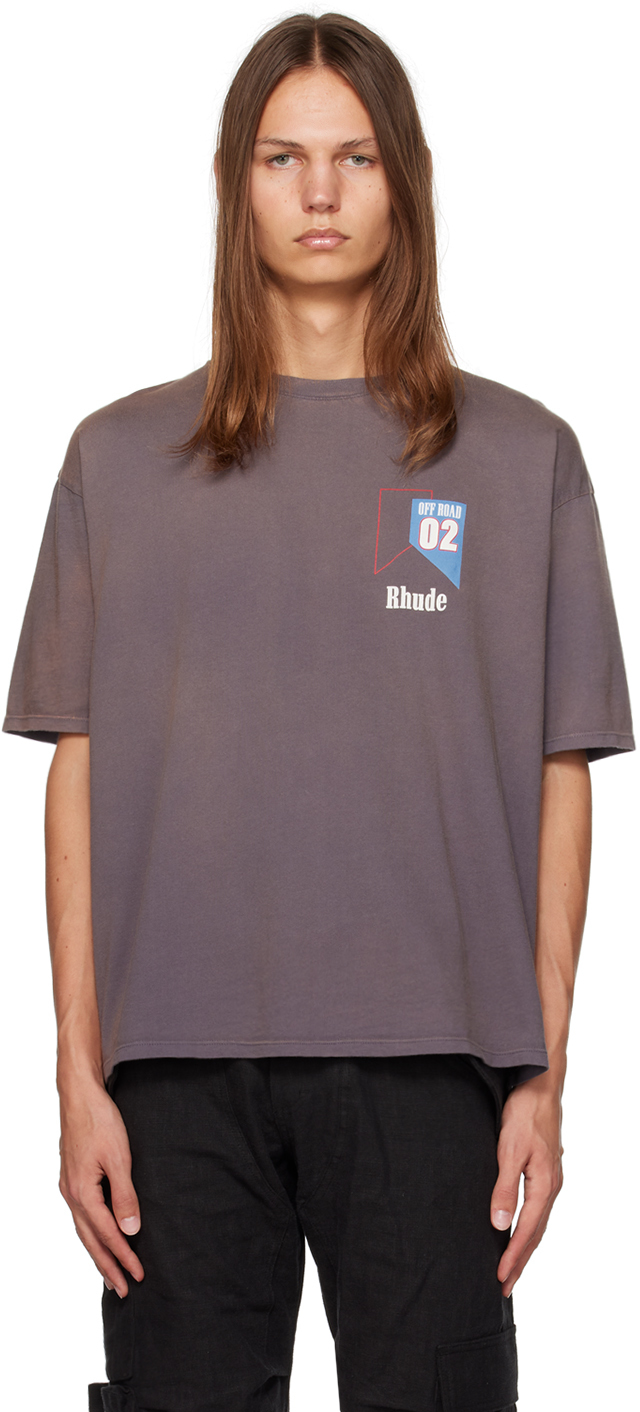 Shop Rhude Gray '02' T-shirt In Vintage Grey