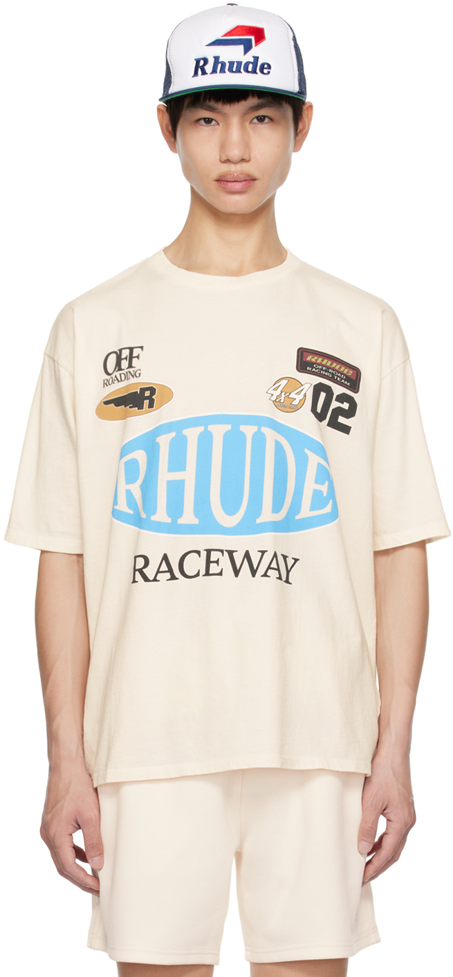 Rhude Ssense Exclusive Off-white Raceway Tee T-shirt In Vtg White 0611