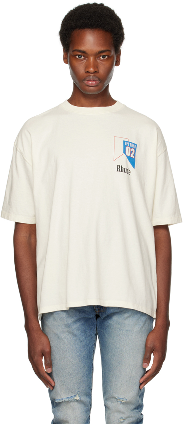 Shop Rhude Off-white '02' T-shirt In Vtg White