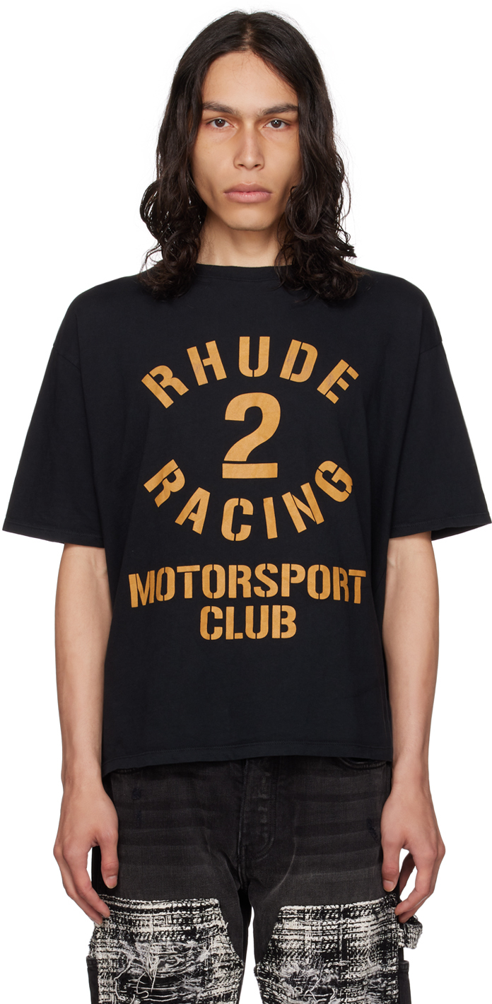 Rhude Black 'desperado Motorsport' T-shirt In Vintage Black