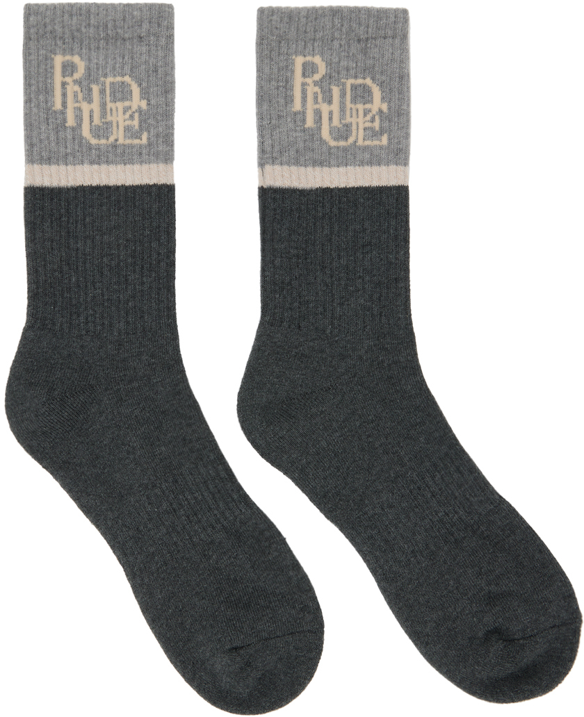 Rhude Gray Sport Socks In Heather Grey