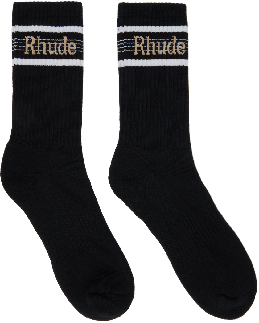 Rhude Black Stripe Sport Socks