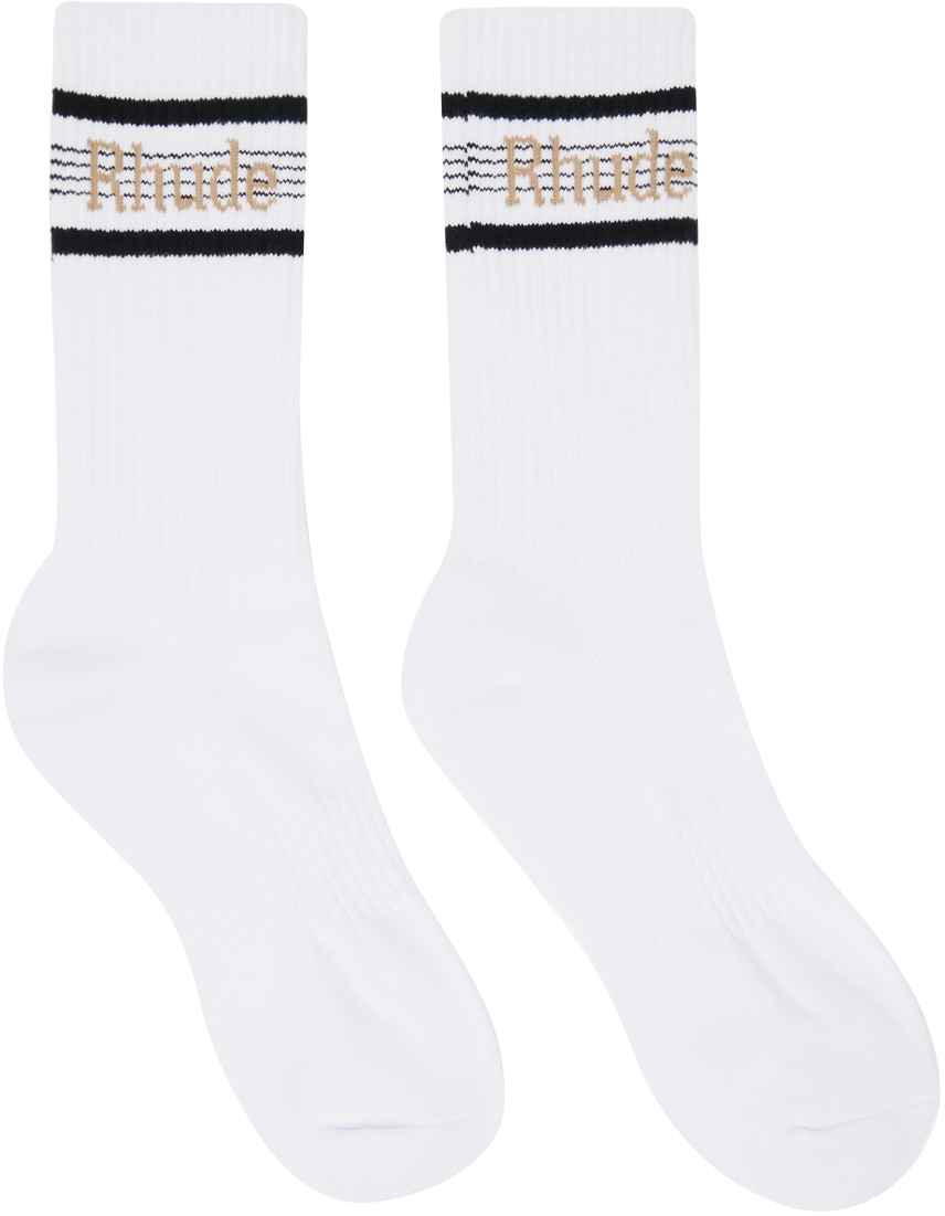 Rhude White Stripe Sport Socks