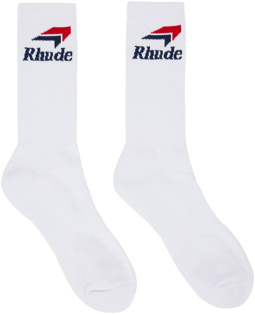 Rhude White Chevron Socks