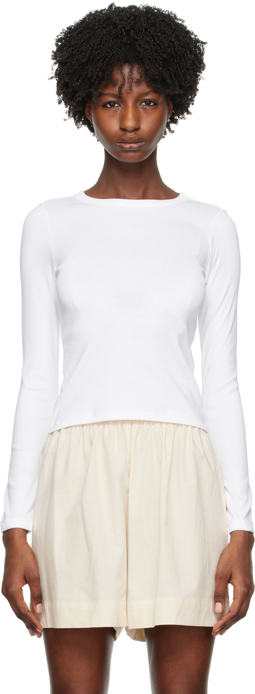 Flore Flore Max Organic-cotton Long-sleeved T-shirt In White