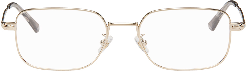 Shop Montblanc Gold Rectangle Glasses In Gold-gold-transparen