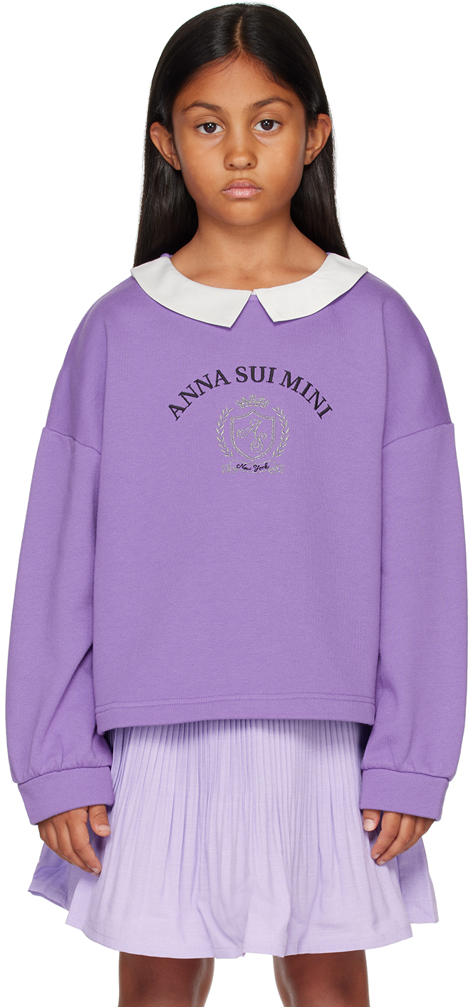 Kids Purple Embroidered Sweatshirt by ANNA SUI MINI | SSENSE Canada
