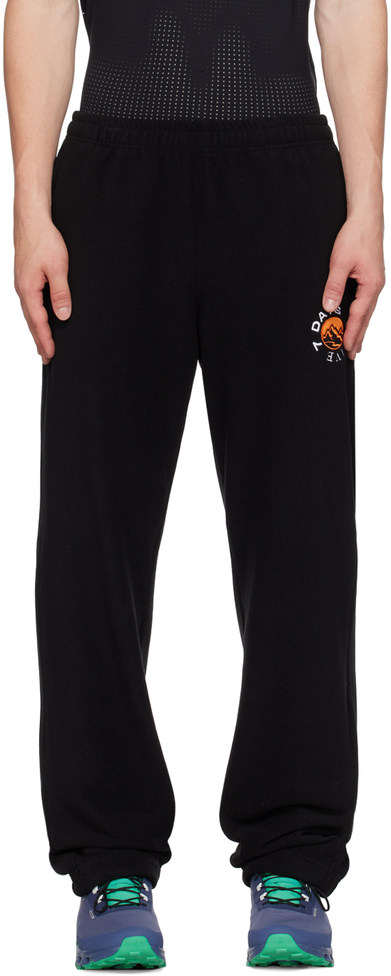 7 Days Active Black Embroidered Sweatpants In 001 Black